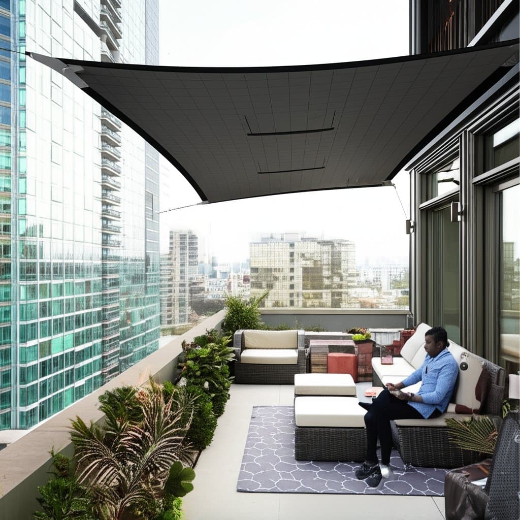 Image for Solar Shade Sails Turn Balcony Sun Into Device Power