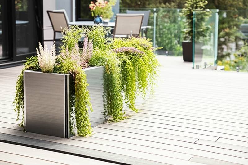 Image for Glass Railings With Built-In Planters Save Deck Space