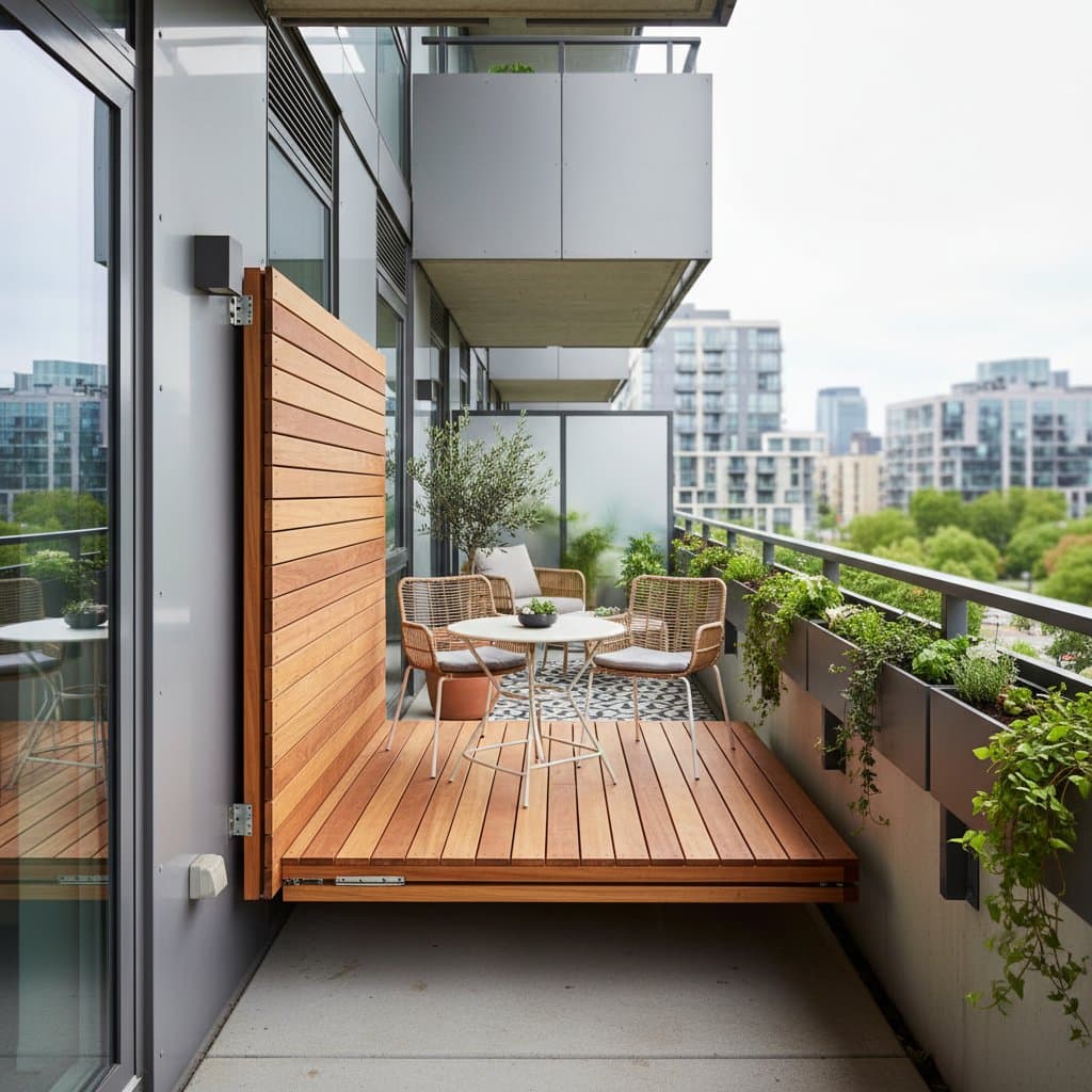 Image for Fold-Down Deck That Doubles Balcony Space