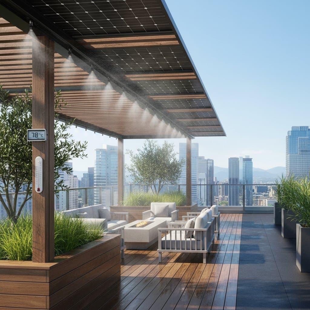 Image for Solar Misting Drops Rooftop Temps 20 Degrees