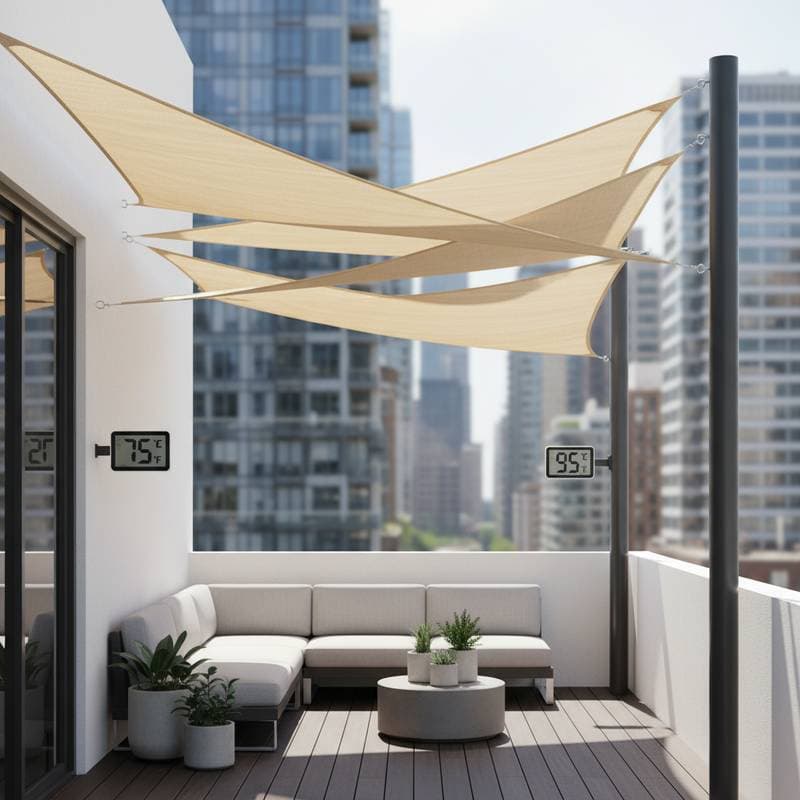 Image for Shade Sails Drop Balcony Temps 20 Degrees Fast
