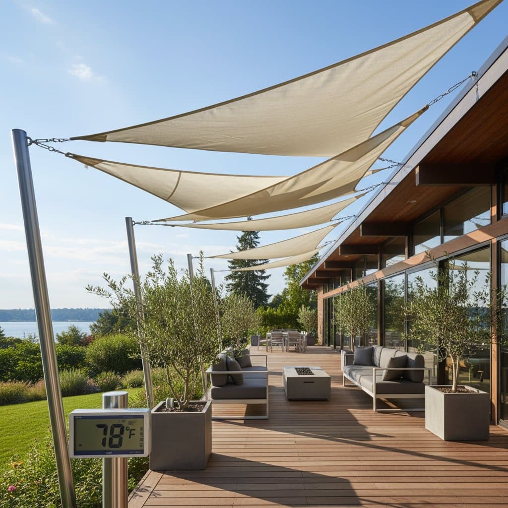 Image for Shade Sails Drop Deck Temps 20 Degrees Fast