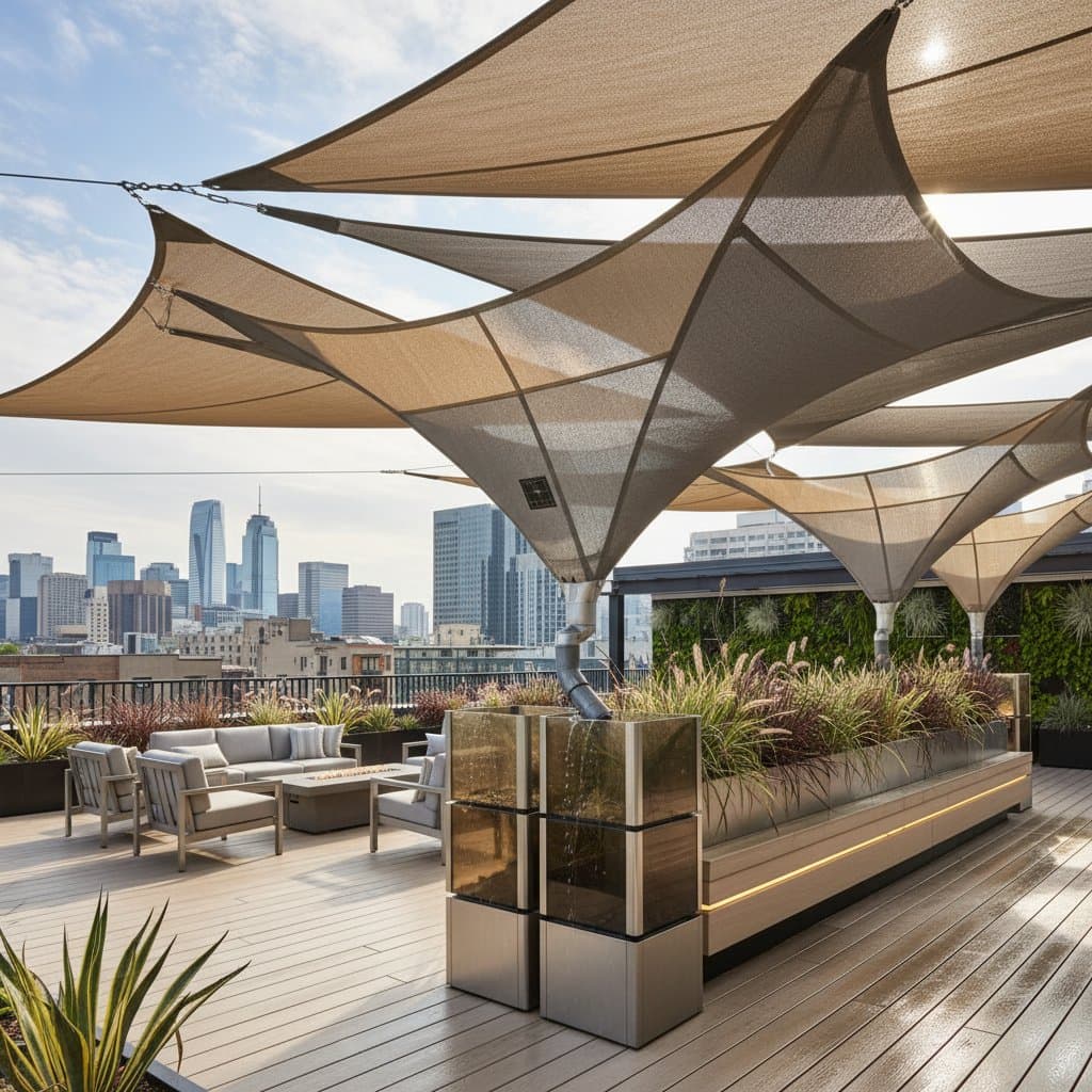 Image for Shade Sails That Collect 70 Gallons Per Storm