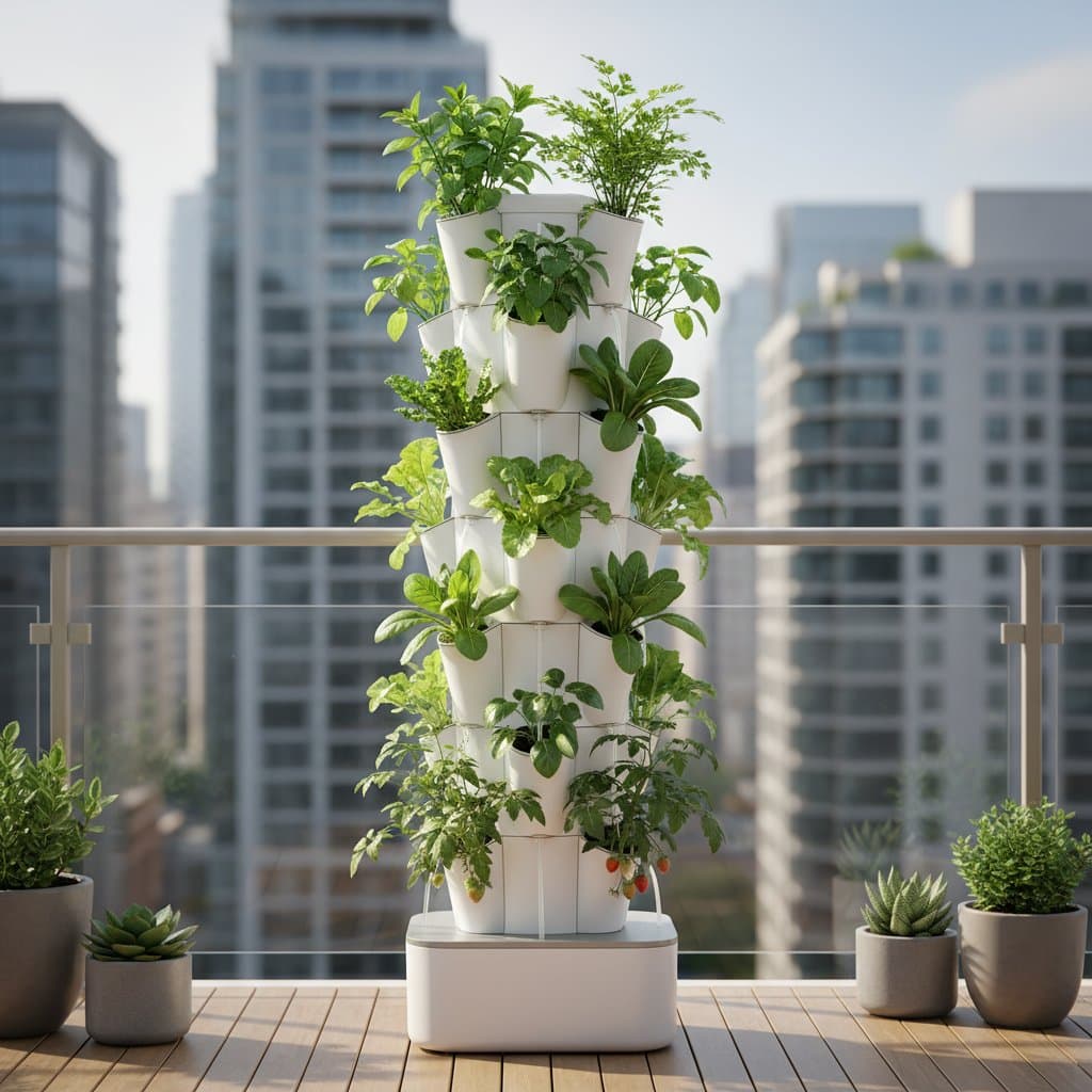 Featured image for Aeroponic Towers Fit Full Veggie Gardens in 4 Feet