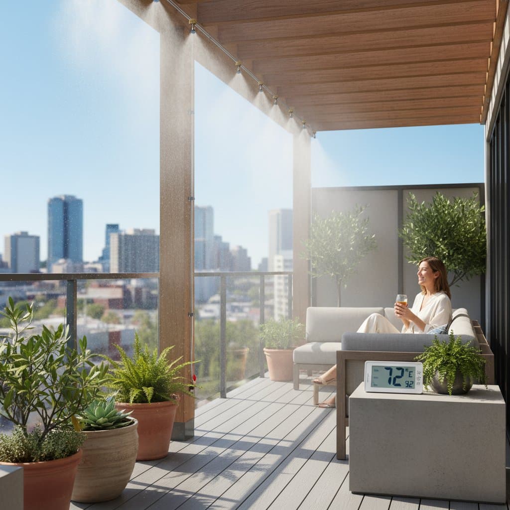 Image for Micro-Misting Drops Balcony Temps 20 Degrees Fast