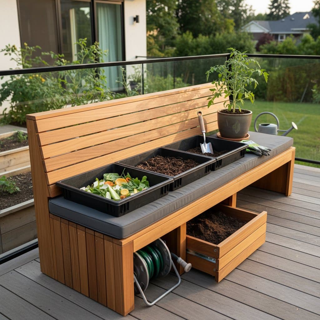 Image for Deck Benches That Turn Scraps Into Garden Soil