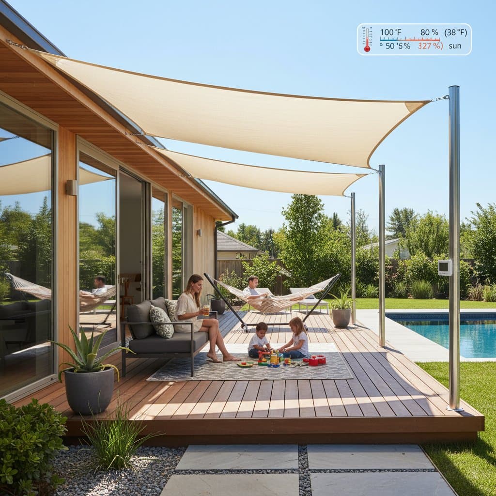 Featured image for Shade Sails Block 95% of UV Rays and Cool Decks 20°F