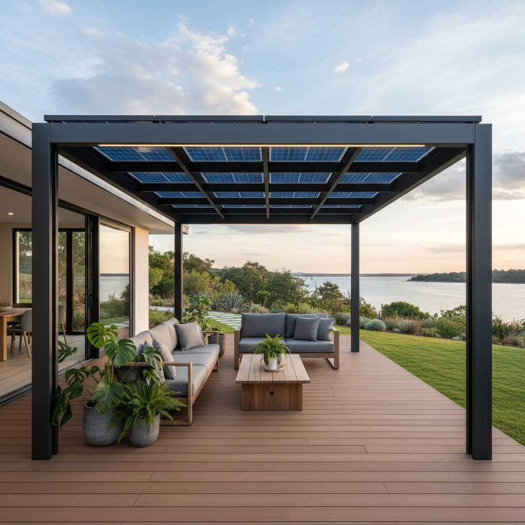 Featured image for Solar Pergolas Turn Wasted Deck Space Into Power