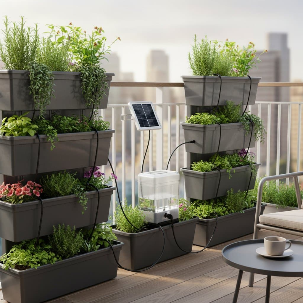 Image for Solar Drip Systems Turn Balconies Into Auto Gardens
