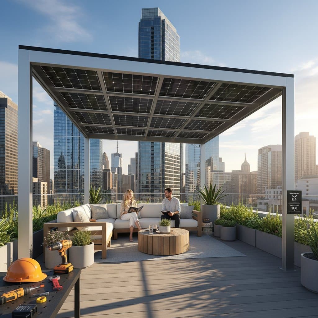Image for Solar Pergolas Turn Rooftops Into Shade and Power
