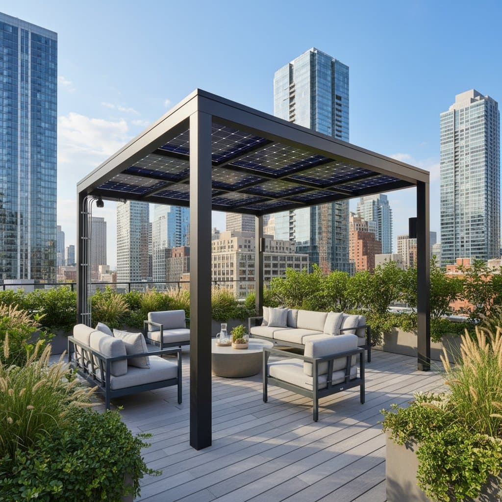 Featured image for Solar Pergolas Turn Rooftop Heat Into Shade and Power