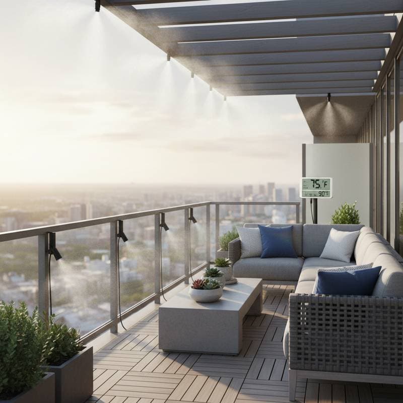 Image for Micro-Misting Drops Balcony Temps 15°F in Minutes