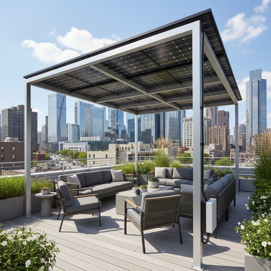 Image for Solar Pergolas Cut Power Bills While Shading Rooftops
