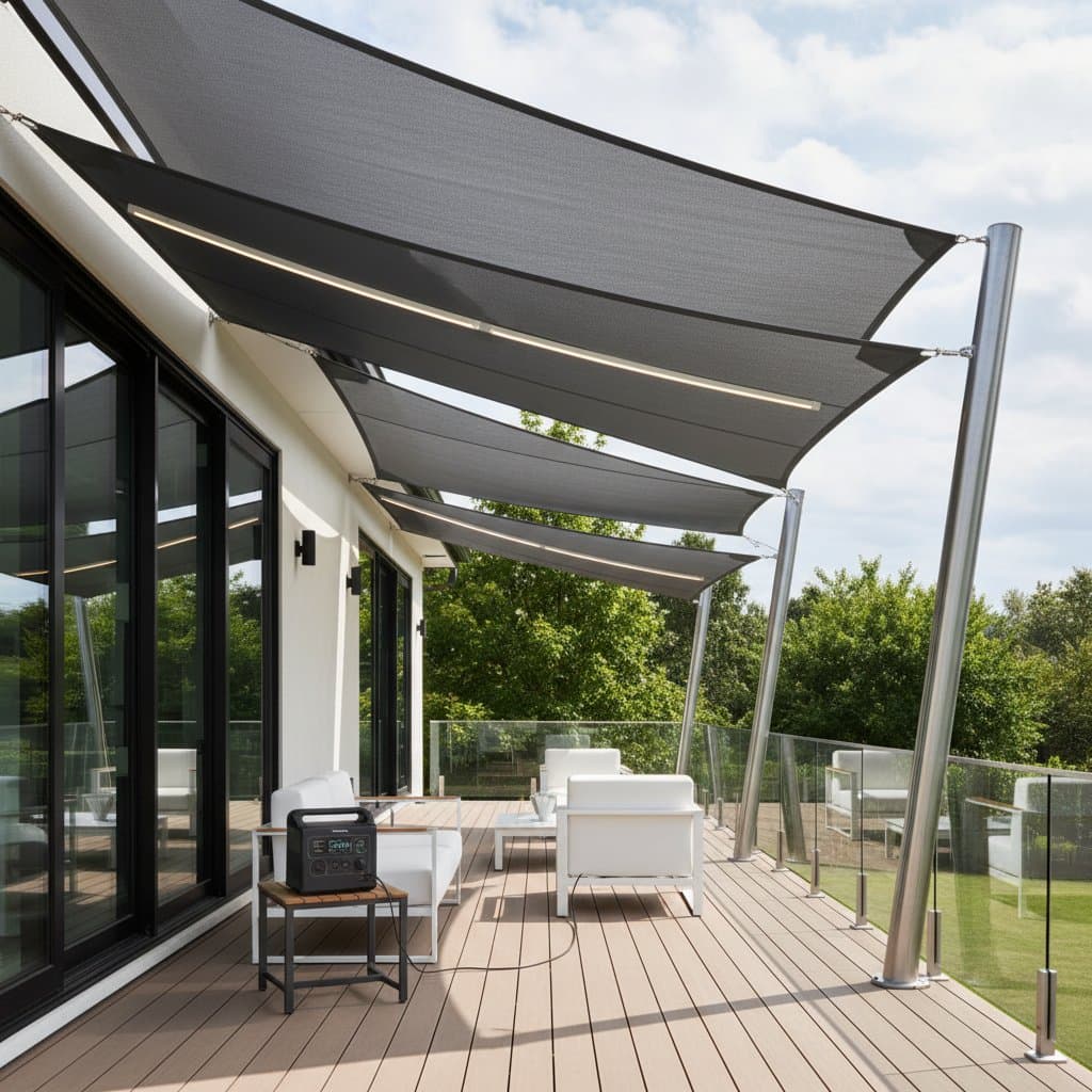 Image for Solar Shade Sails Cut Cooling Costs and Power Deck Lights