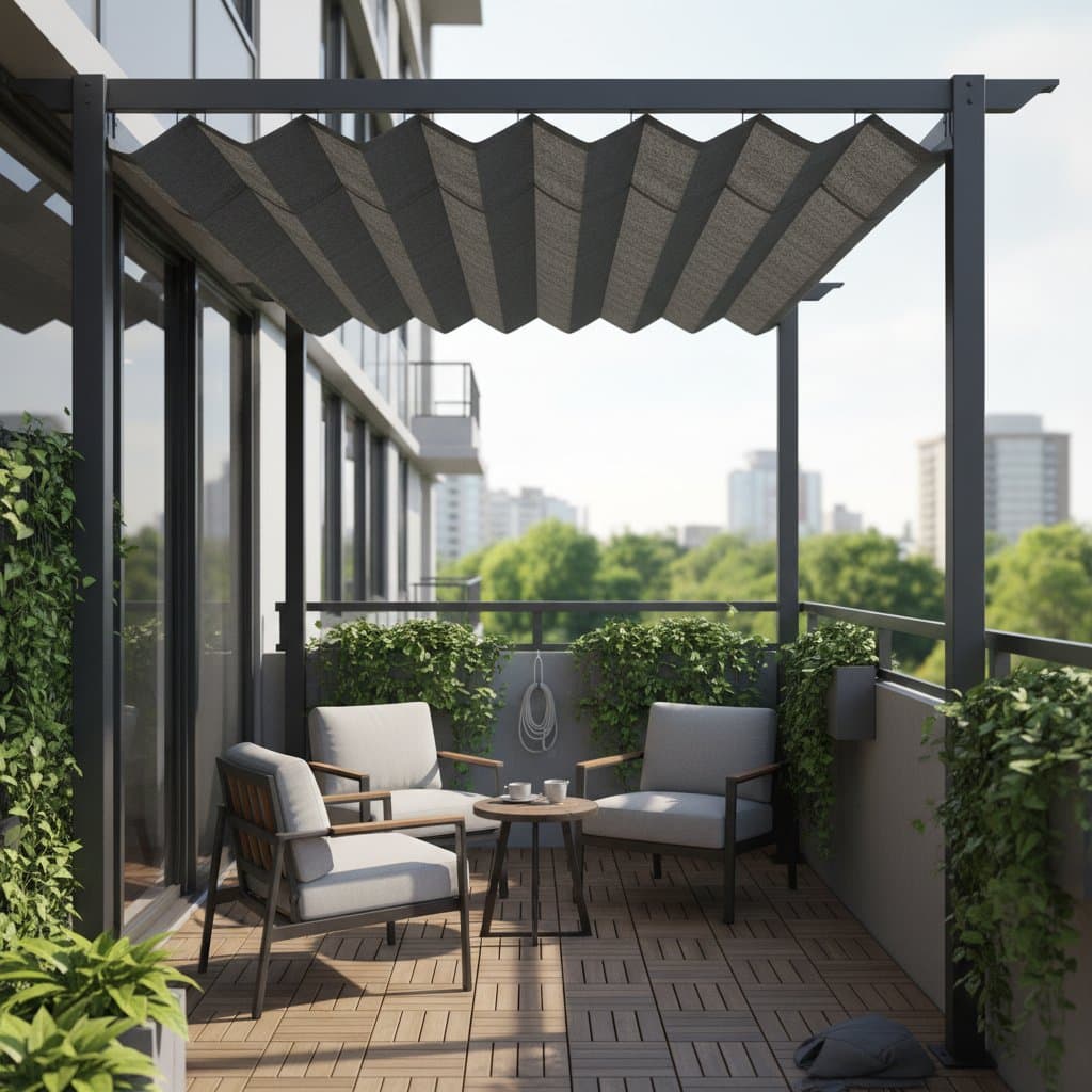 Featured image for Foldable Pergolas Turn Hot Balconies Into Cool Zones