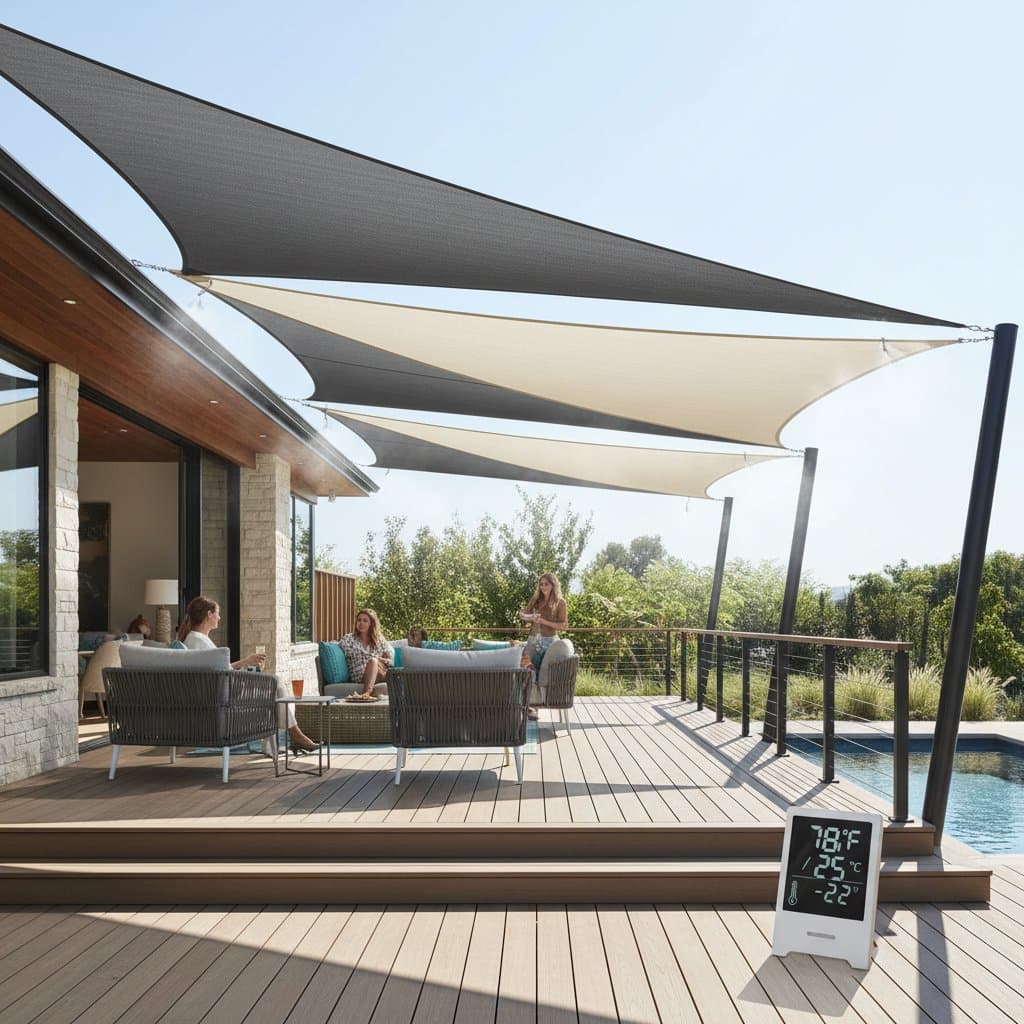 Image for Shade Sails Drop Deck Temps 20 Degrees This Summer