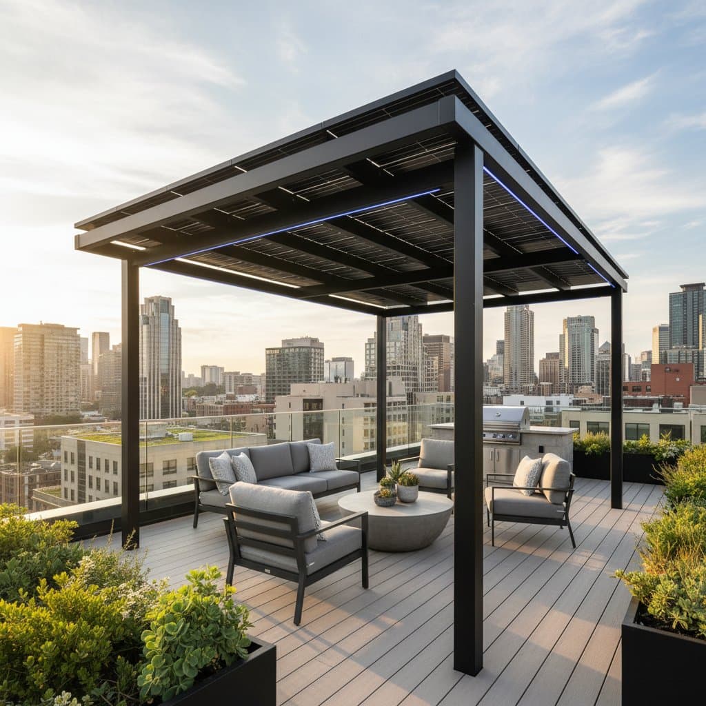 Featured image for Solar Pergolas Turn Rooftop Shade Into Clean Power