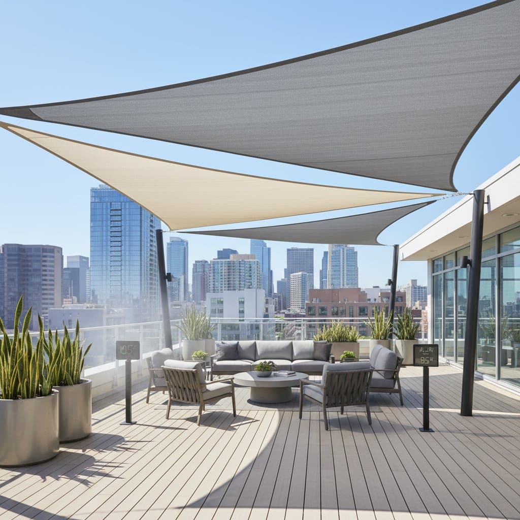 Image for Solar Shade Sails Drop Deck Heat by 20 Degrees