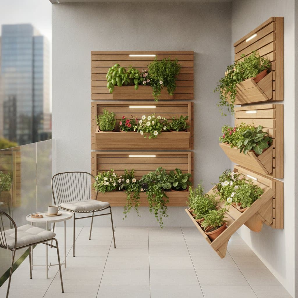 Image for Fold-Down Planters Free Up Balcony Floor Space