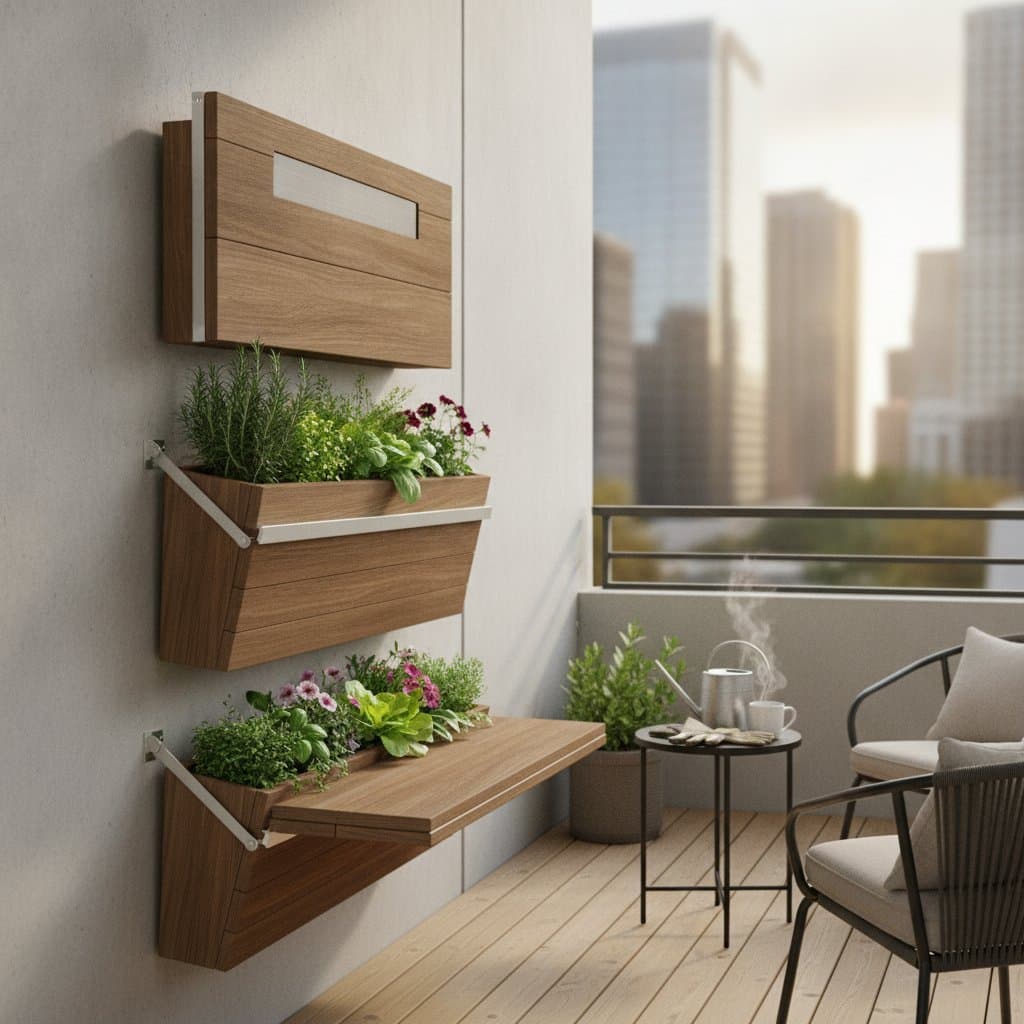 Featured image for Fold-Down Planters Free Up Two Feet of Balcony Space