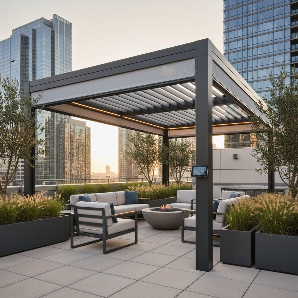 Featured image for Smart Pergola Shades Turn Bare Rooftops Into Flex Zones
