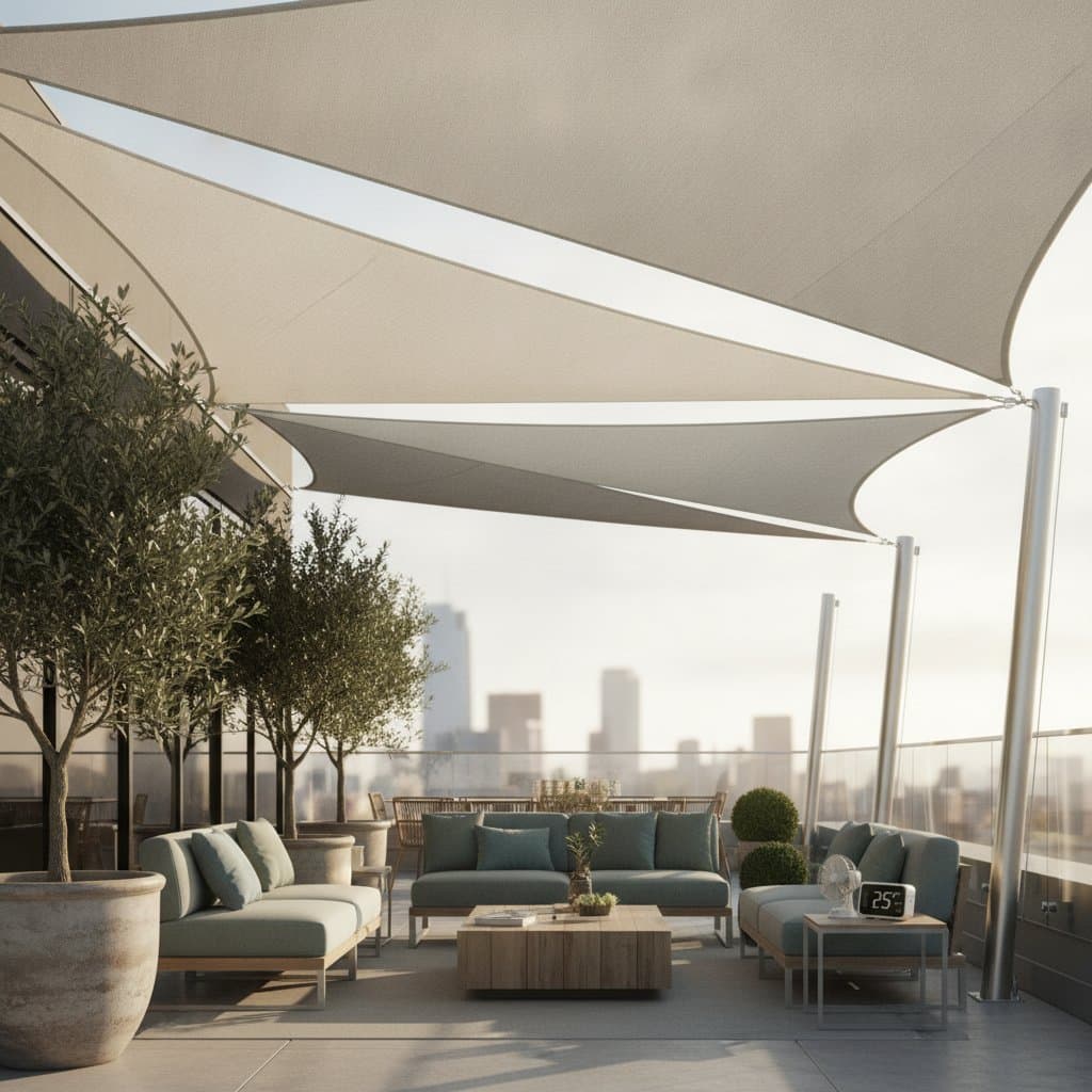 Featured image for Shade Sails Cool Rooftop Decks 10-15 Degrees